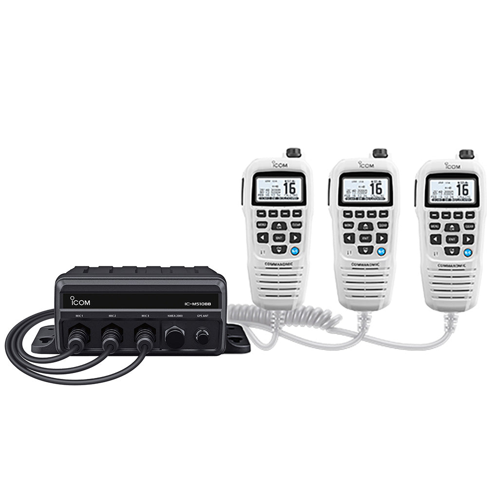 Icom IC-M510BB GW 21 Black Box VHF w/White Command Mic  3 Command Mic Ports [M510BB GW 21 USA]