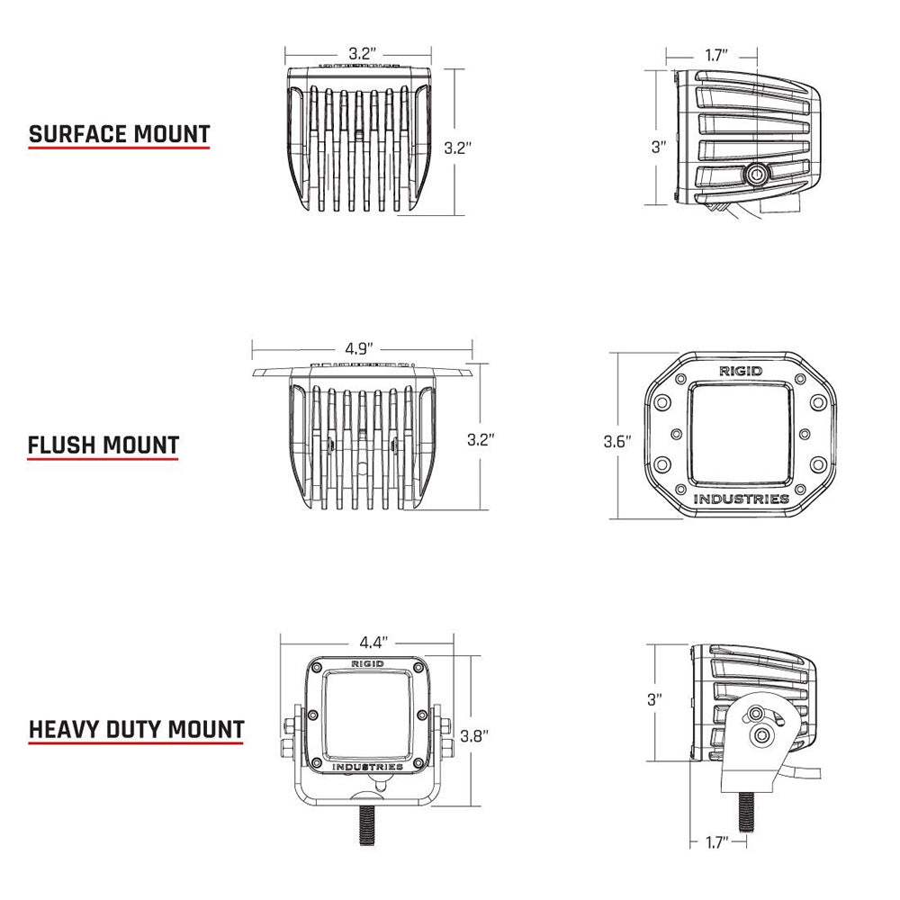 RIGID Industries D-Series Surface Mount Hyperspot - Pair [504713]