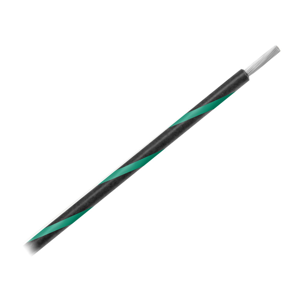 Pacer 14 AWG Gauge Striped Marine Wire 500' Spool - Black w/Green Stripe [WUL14BK-5-500]