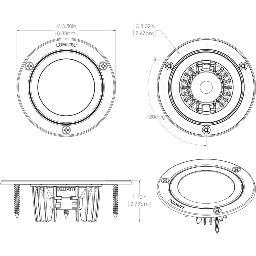 Lumitec Shadow - Flush Mount Down Light - Polished SS Finish - Warm White Dimming [114119]