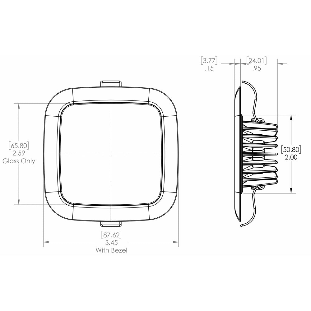 Lumitec Square Mirage Down Light - White Dimming, Red/Blue Non-Dimming - Glass Housing - No Bezel [116198]