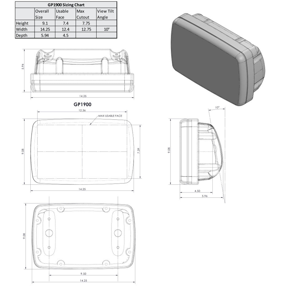 NavPod SailPod Pre-Cut f/Garmin echoMAP Plus 92sv, 93sv, 94sv  95sv f/9.5 Wide Guard  [GP1900-15]