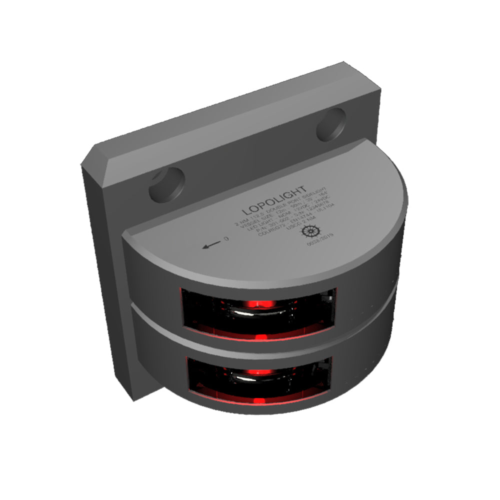 Lopolight Series 301-002 - Double Stacked Port Sidelight - 2NM - Vertical Mount - Red - Silver Housing  [301-002ST]