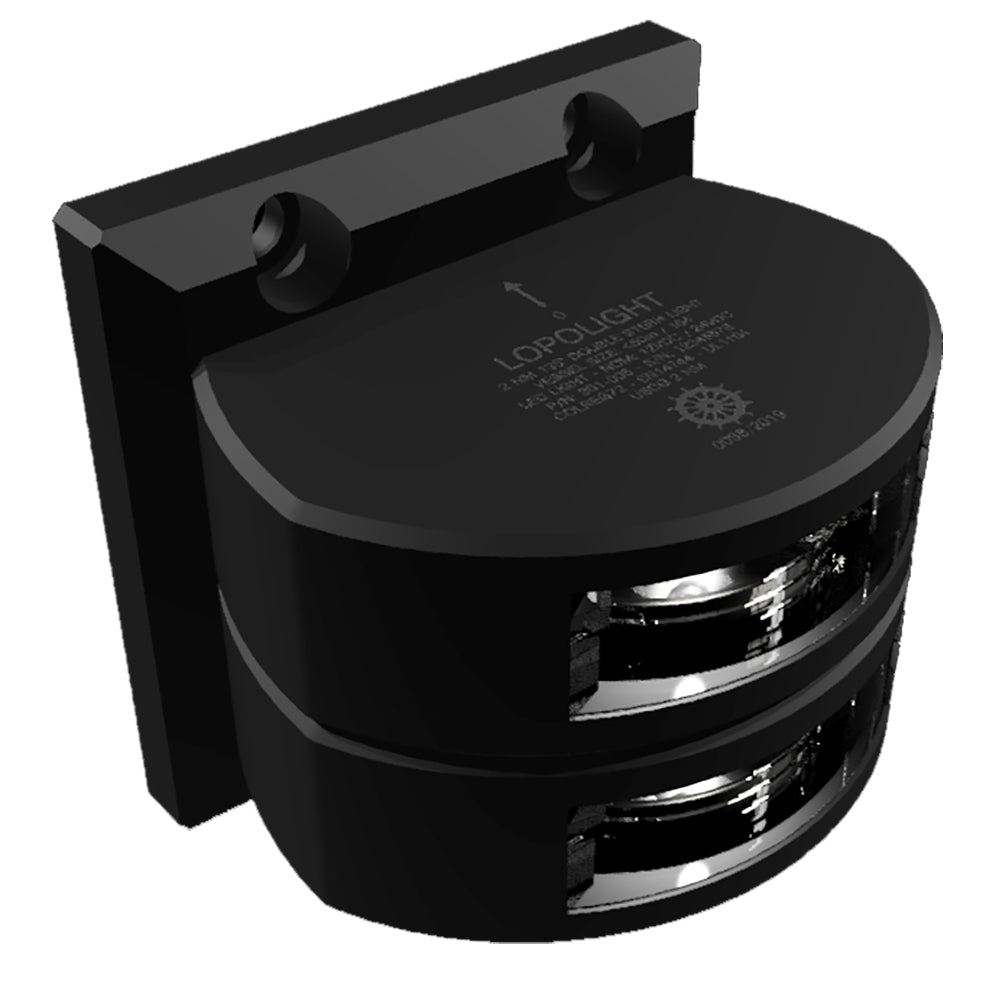 Lopolight Series 301-006 - Double Stacked Stern Light - 2NM - Vertical Mount - White - Black Housing  [301-006ST-B]