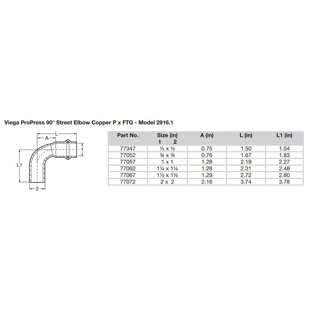 Viega ProPress 1-1/4" - 90 Copper Elbow - Street/Press Connection - Smart Connect Technology [77062]