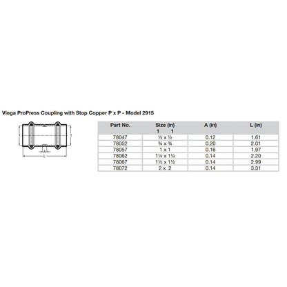 Viega ProPress 1" Copper Coupling w/Stop - Double Press Connection - Smart Connect Technology [78057]