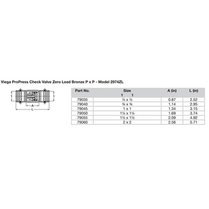 Viega ProPress 1-1/4" Zero Lead Check Valve - Double Press Connection - Smart Connect Technology [79050]