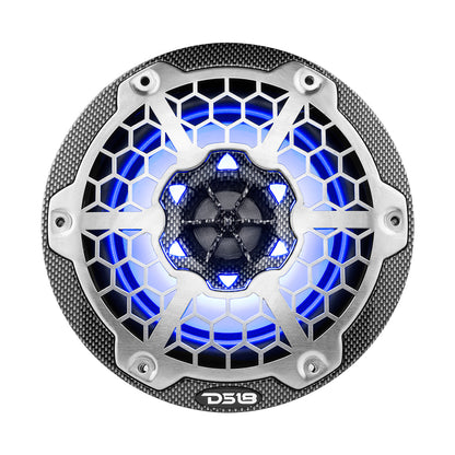 DS18 HYDRO 6.5" 2-Way Marine Speakers w/RGB LED Lights 300W - Black Carbon Fiber [CF-65]