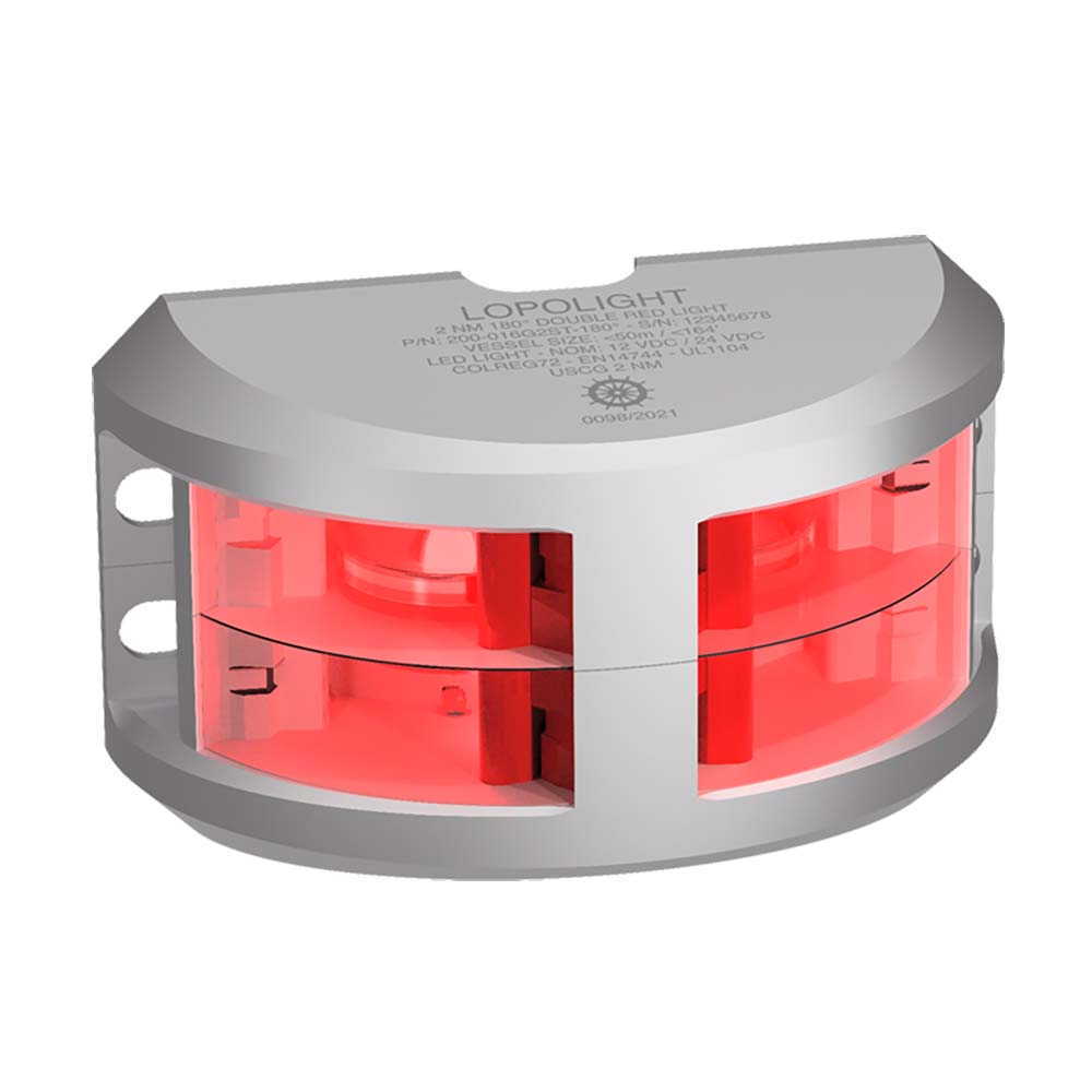 Lopolight Series 200-016 - Double Stacked Navigation Light - 2NM - Vertical Mount - Red - Silver Housing  [200-016G2ST]
