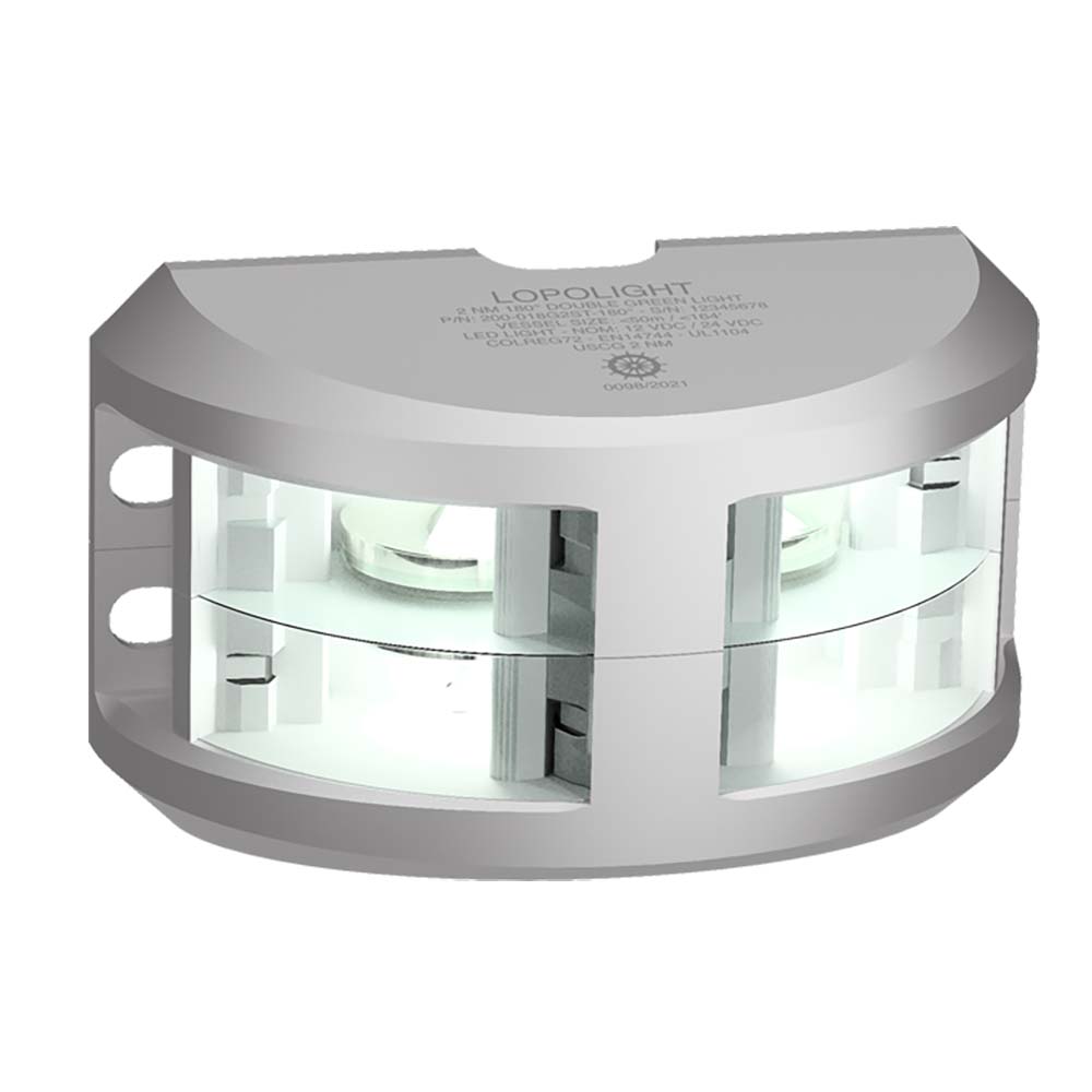 Lopolight Series 200-024 - Double Stacked Navigation Light - 2NM - Vertical Mount - White - Silver Housing  [200-024G2ST]