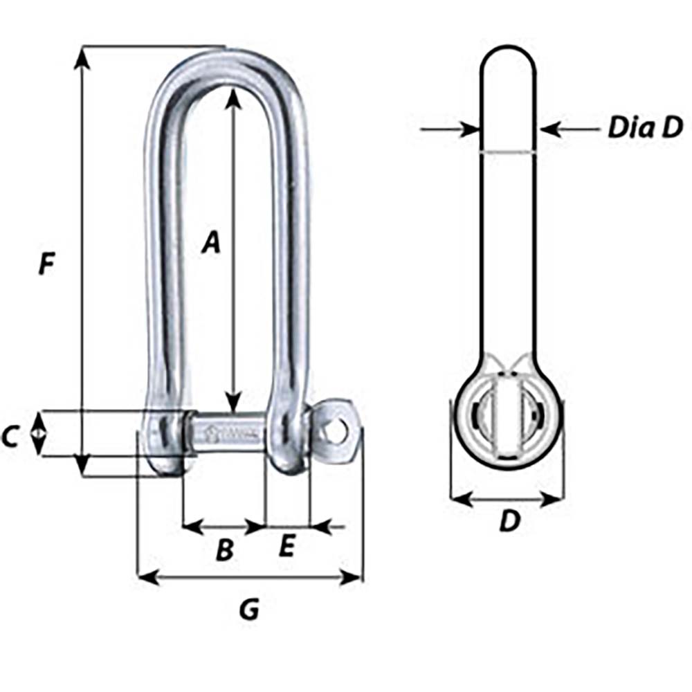 Wichard Captive Pin Long D Shackle - Diameter 10mm - 13/32" [1415W]