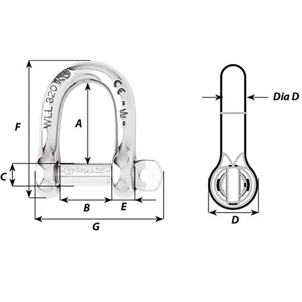 Wichard Self-Locking D Shackle - 12mm Diameter - 15/32" [1206W]