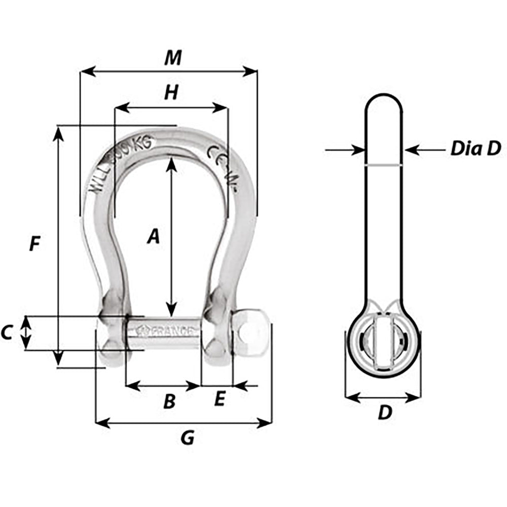 Wichard Not Self-Locking Bow Shackle - 20mm Diameter - 25/32" [01248]